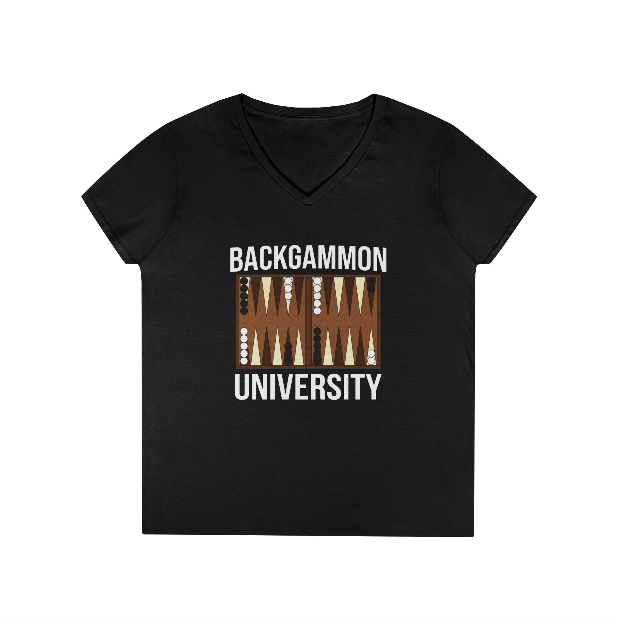 Backgammon University Ladies' V-Neck T-Shirt — Backgammon Board Graphic Tee