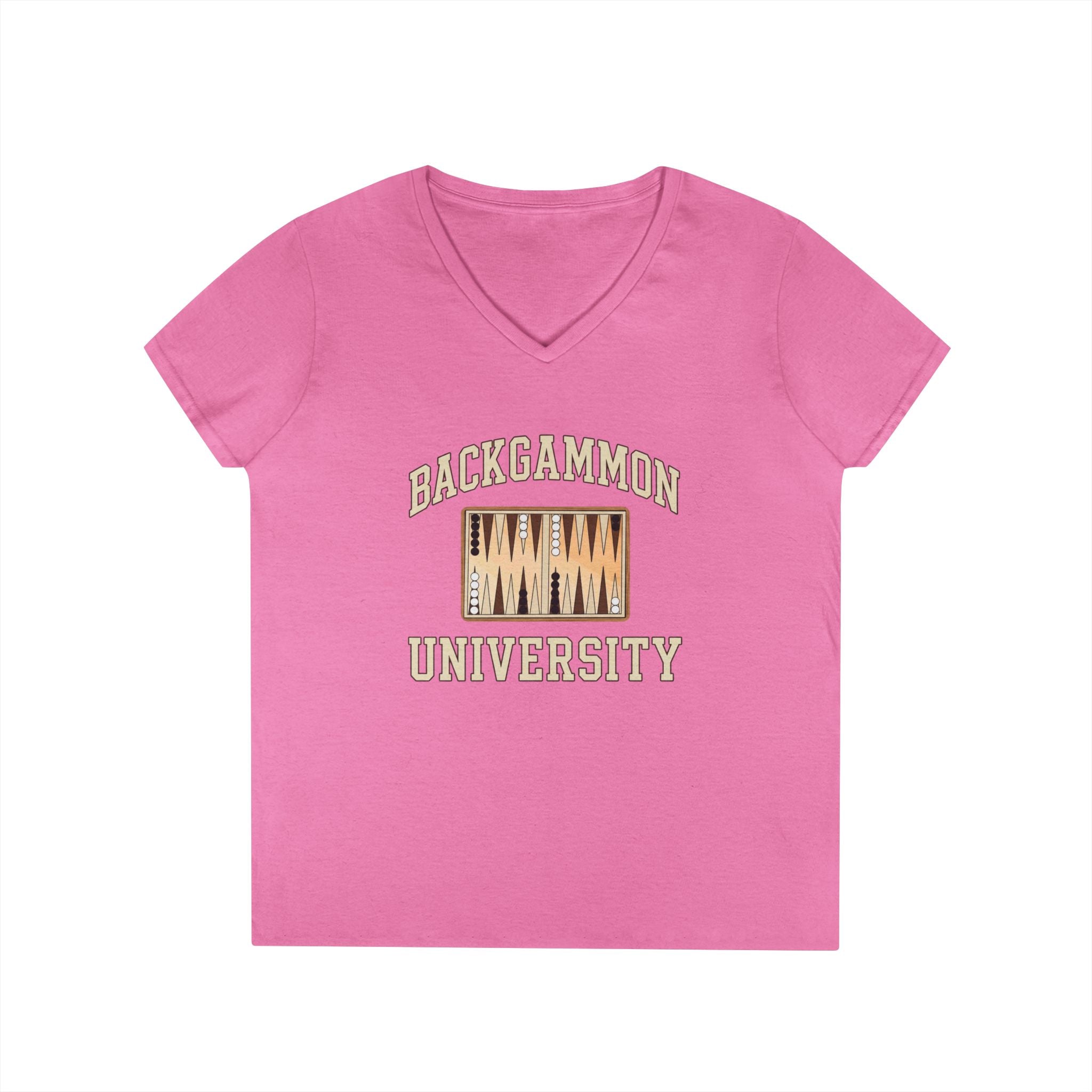 Backgammon University 2 Ladies' V-Neck T-Shirt — Backgammon Board Graphic Tee