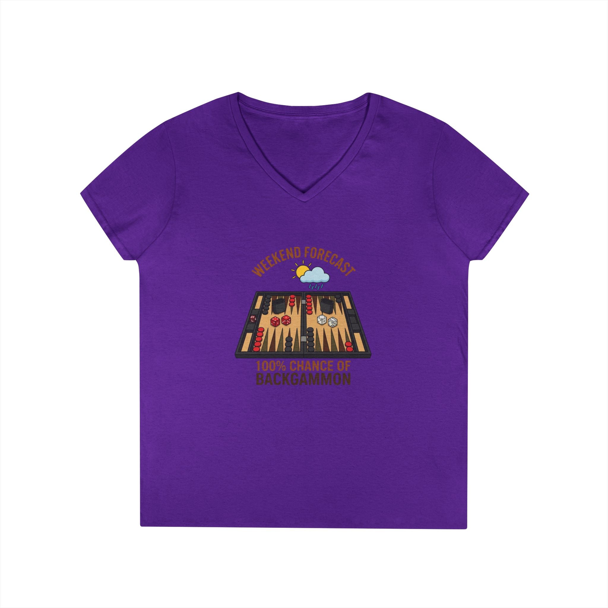 Weekend Forecast: 100% Chance of Backgammon Ladies' V-Neck T-Shirt