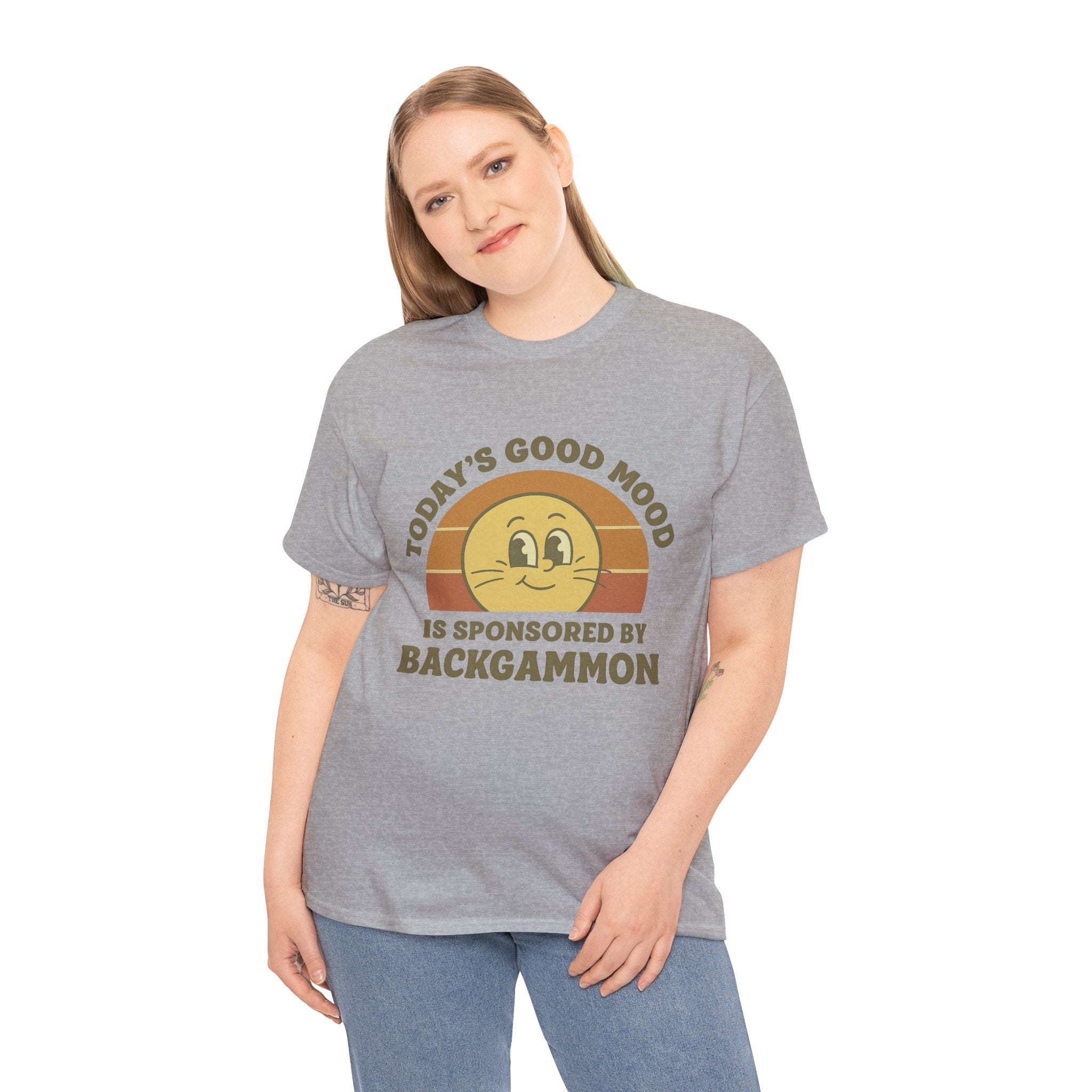 "Today’s Good Mood Is Sponsored by Backgammon" T-Shirt | Retro Smiley Tee