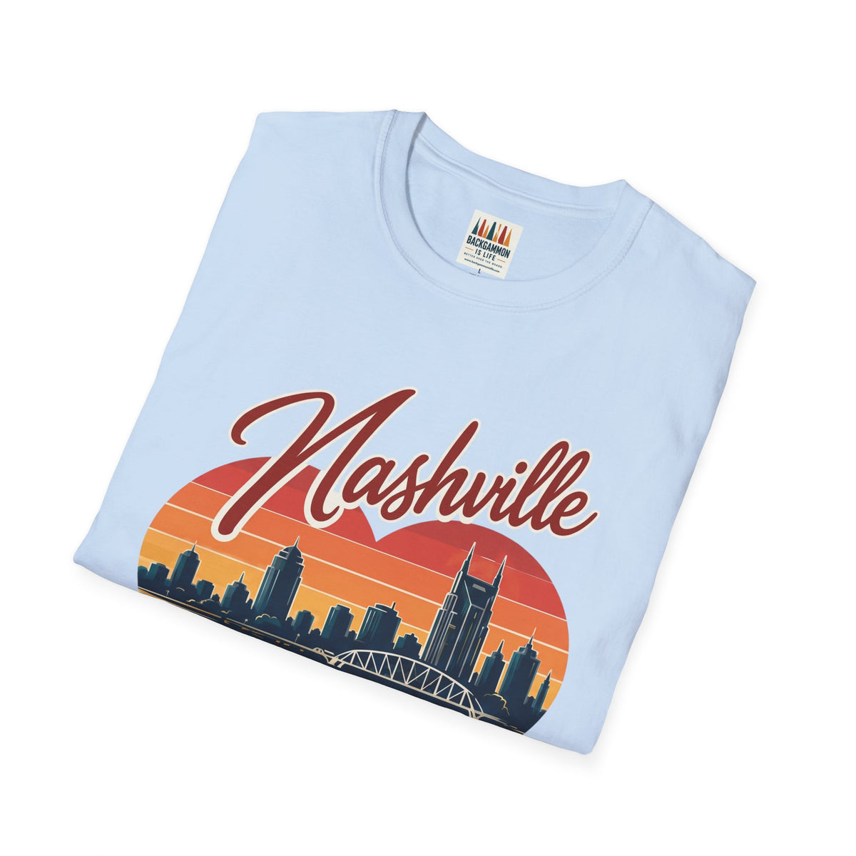 Nashville Backgammon T‑Shirt — Vintage Skyline Game Night Tee