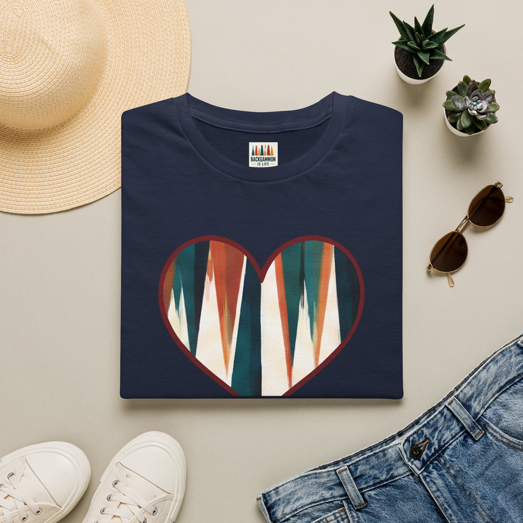 Backgammon Heart T-Shirt — "Kindness & Backgammon: Always a Good Move"