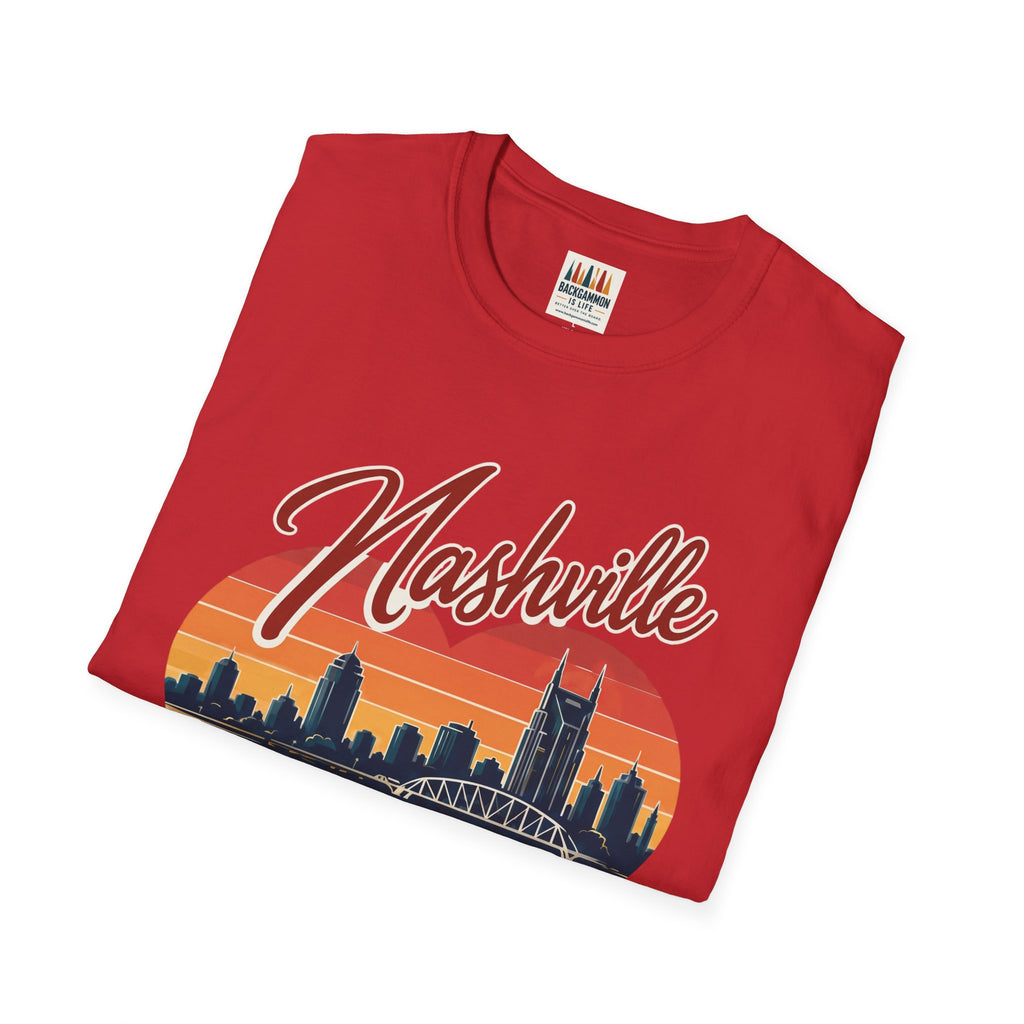 Nashville Backgammon T‑Shirt — Vintage Skyline Game Night Tee