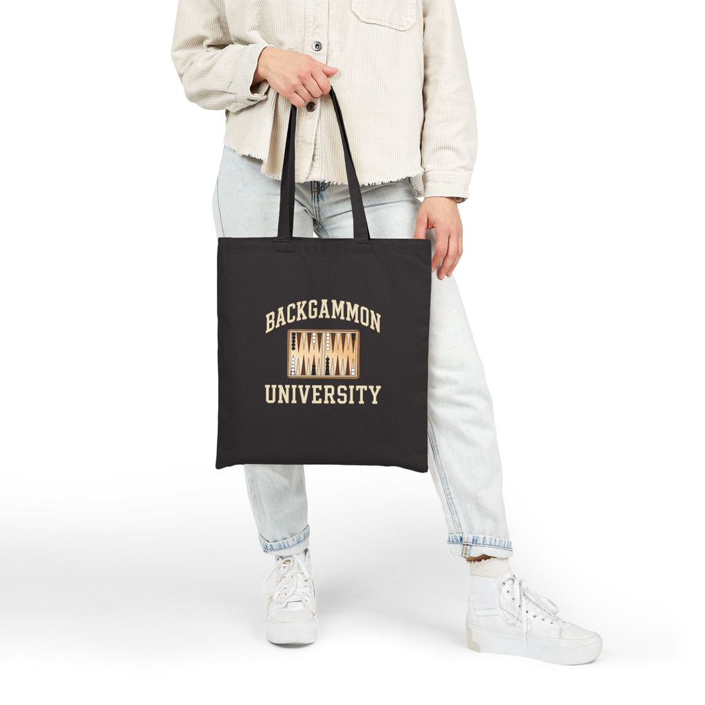 Backgammon University 2 Canvas Tote Bag — Vintage Game Night Cotton Shopper