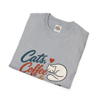 Cats, Coffee & Backgammon 2 T-Shirt — Retro Cat Lover Tee