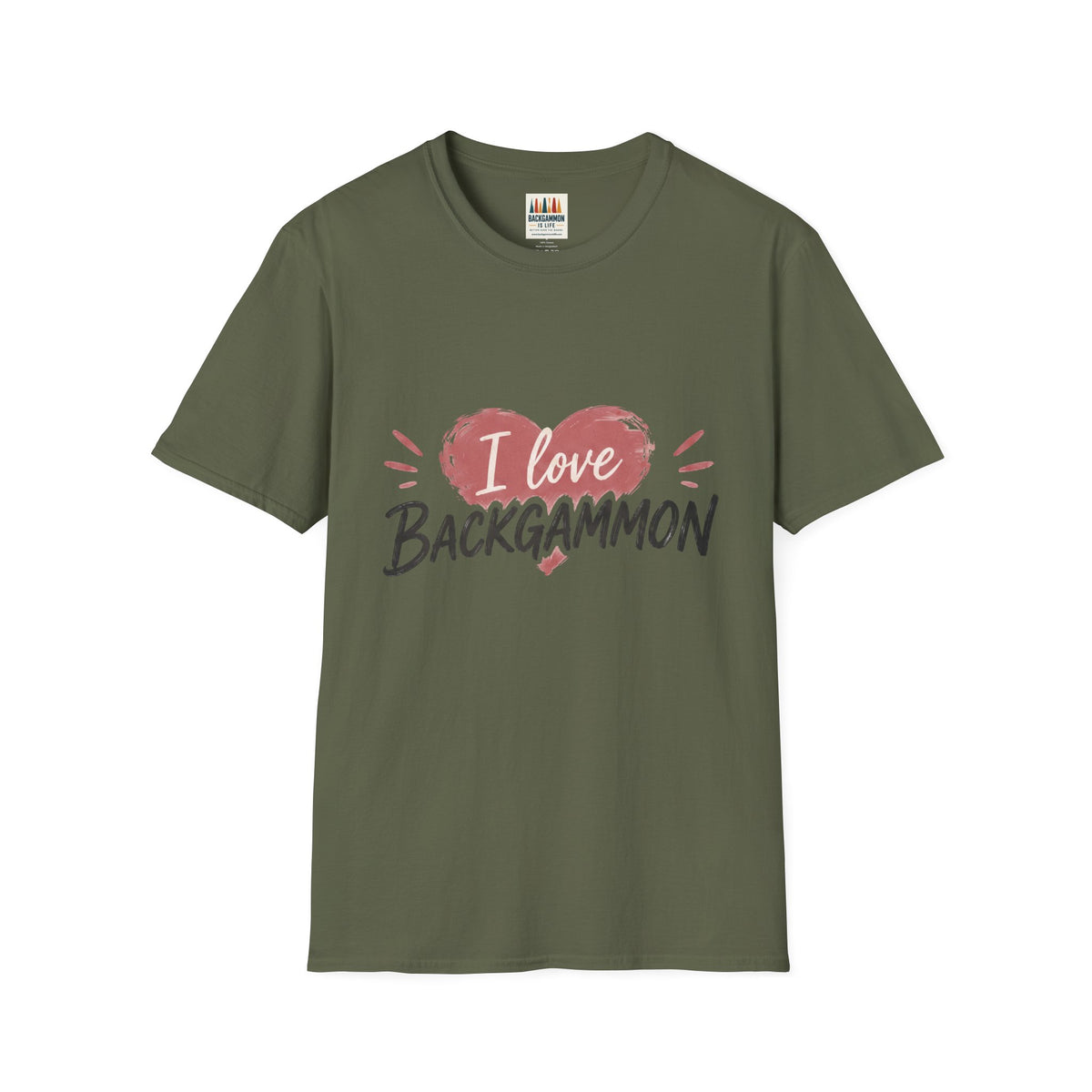 Backgammon Heart T-Shirt — "I Love Backgammon" Casual Tee