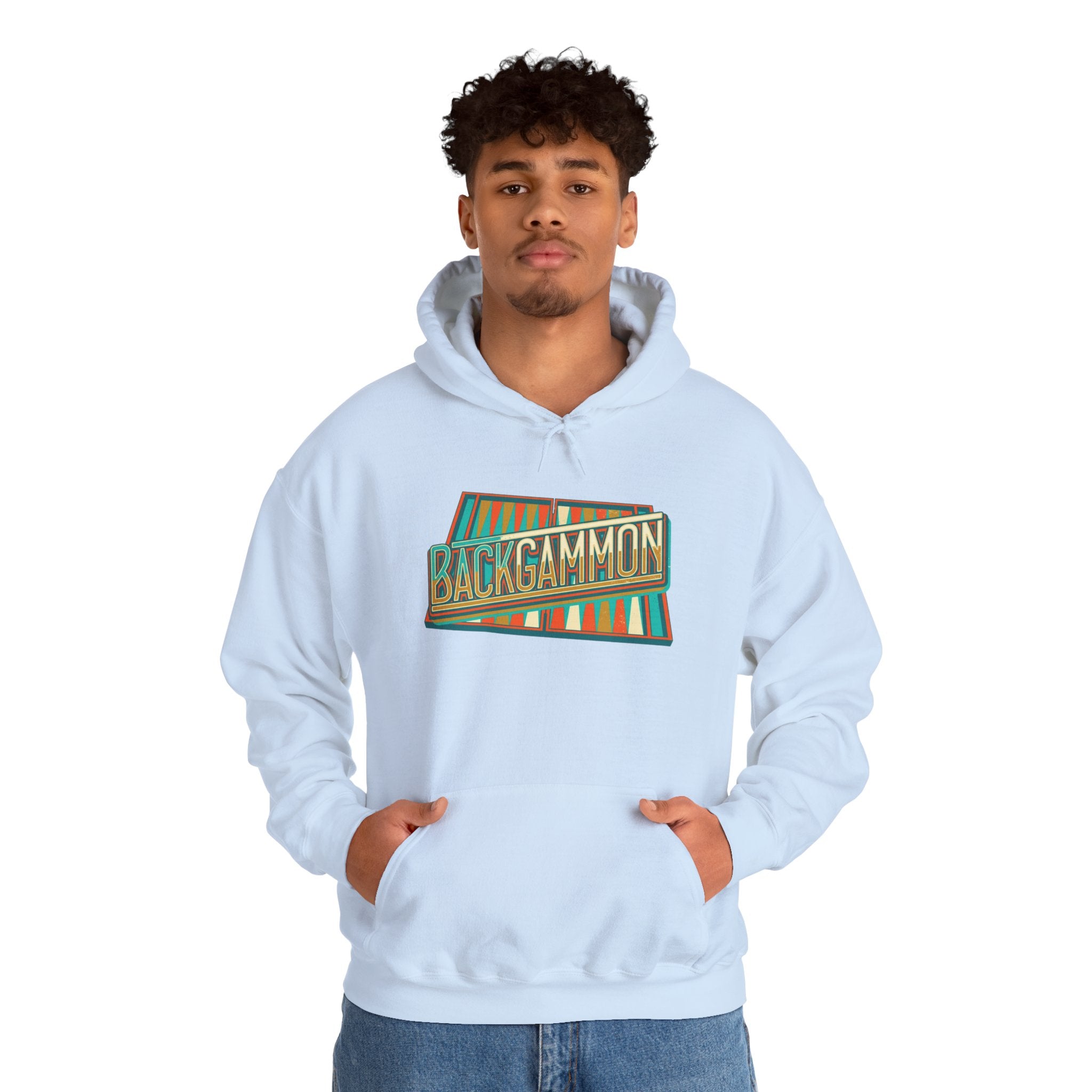 Backgammon Retro Unisex Heavy Blend™ Hooded Sweatshirt – Vintage Board Game Pullover for Players & Fans