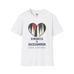 Backgammon Heart T-Shirt — "Kindness & Backgammon: Always a Good Move"