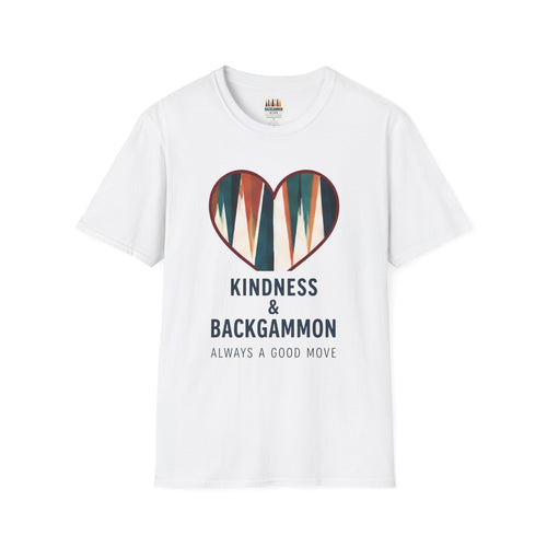Backgammon Heart T-Shirt — "Kindness & Backgammon: Always a Good Move"