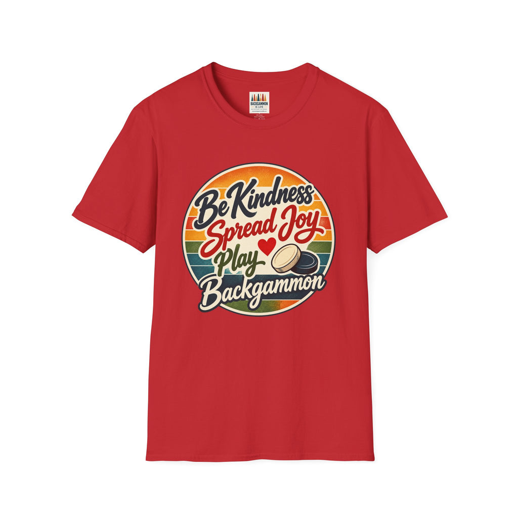 Backgammon T-Shirt — “Be Kindness Spread Joy Play Backgammon 2” Retro Graphic Tee
