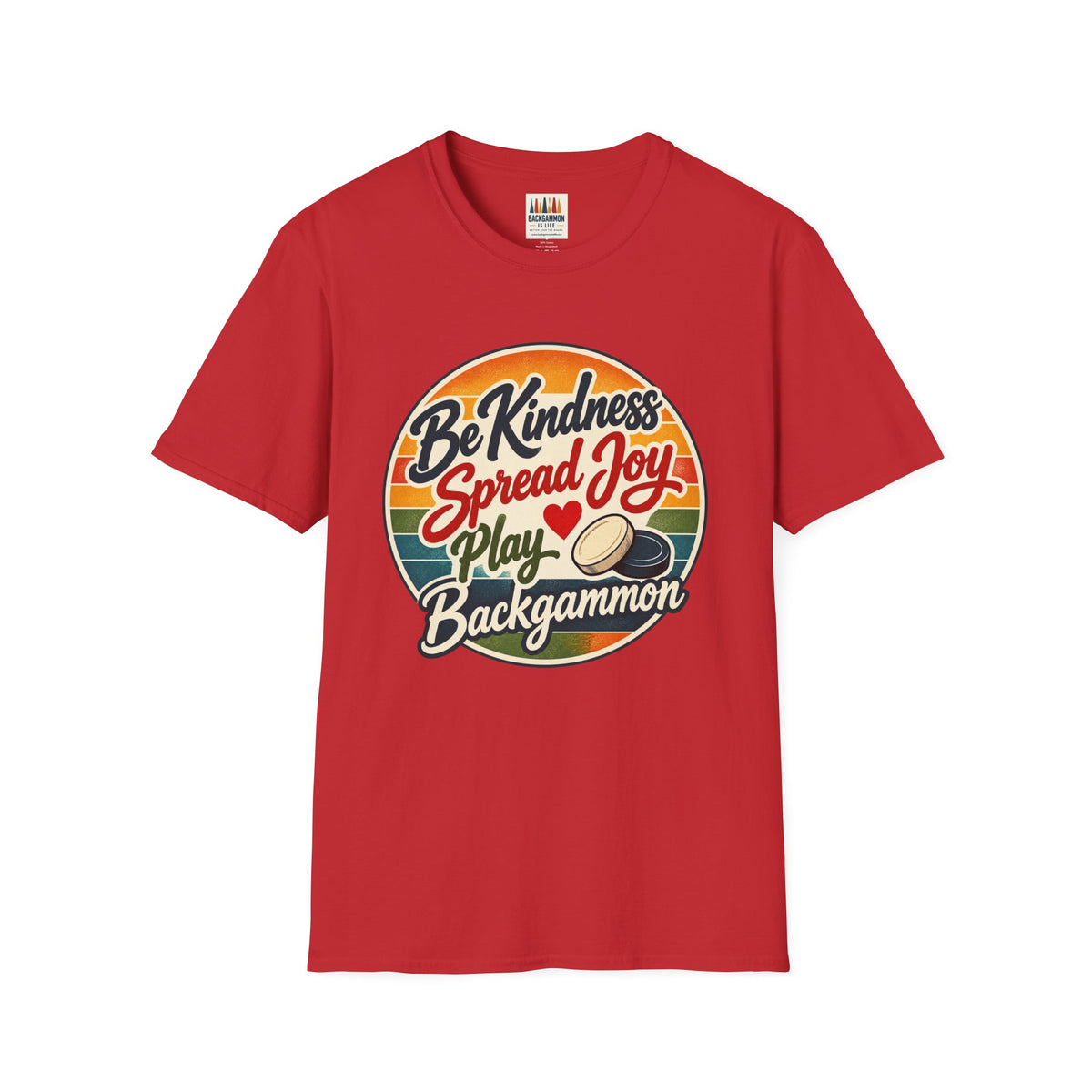 Backgammon T-Shirt — “Be Kindness Spread Joy Play Backgammon 2” Retro Graphic Tee