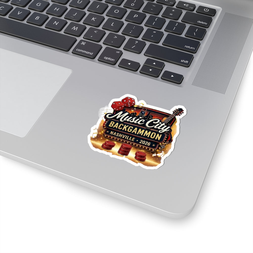 Music City Backgammon Kiss-Cut Sticker — Nashville 2026 Logo