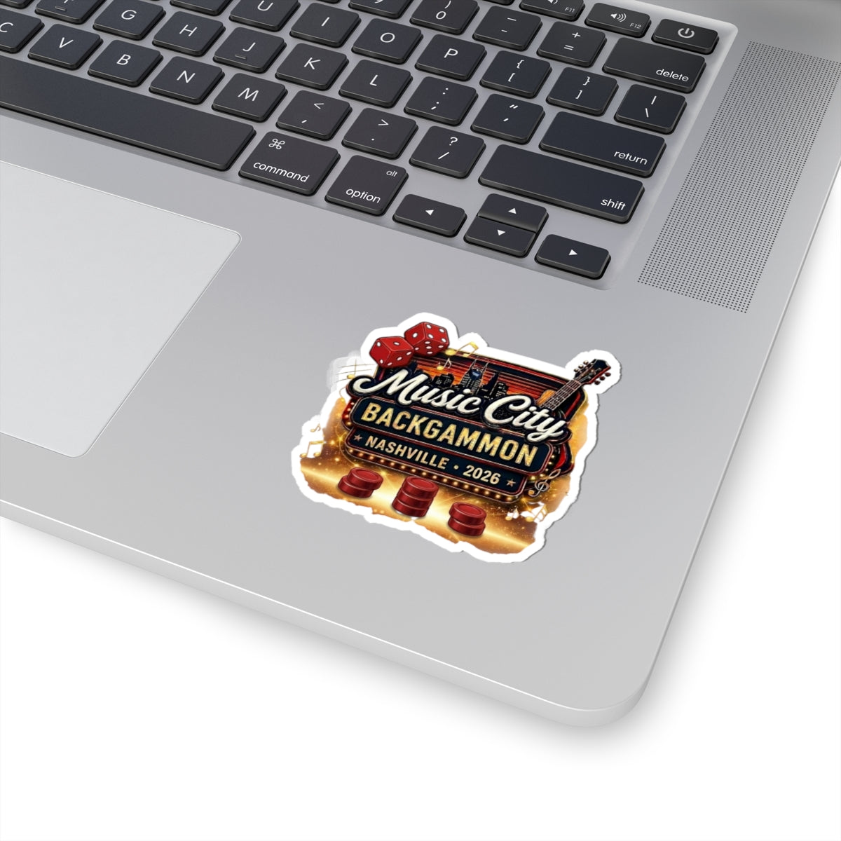 Music City Backgammon Kiss-Cut Sticker — Nashville 2026 Logo