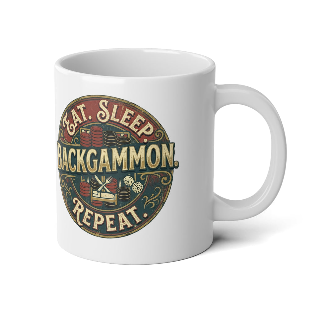 Eat. Sleep. Backgammon. Repeat. Jumbo Mug, 20oz