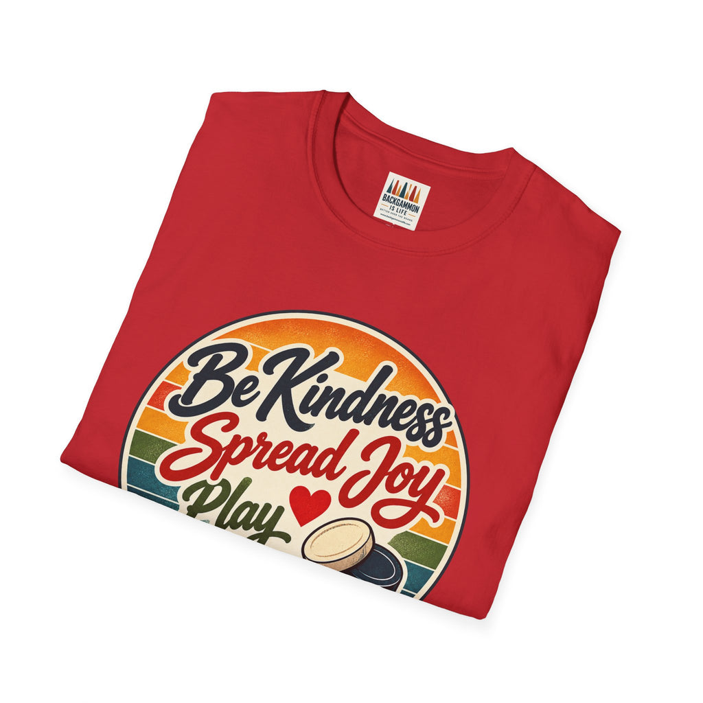 Backgammon T-Shirt — “Be Kindness Spread Joy Play Backgammon 2” Retro Graphic Tee