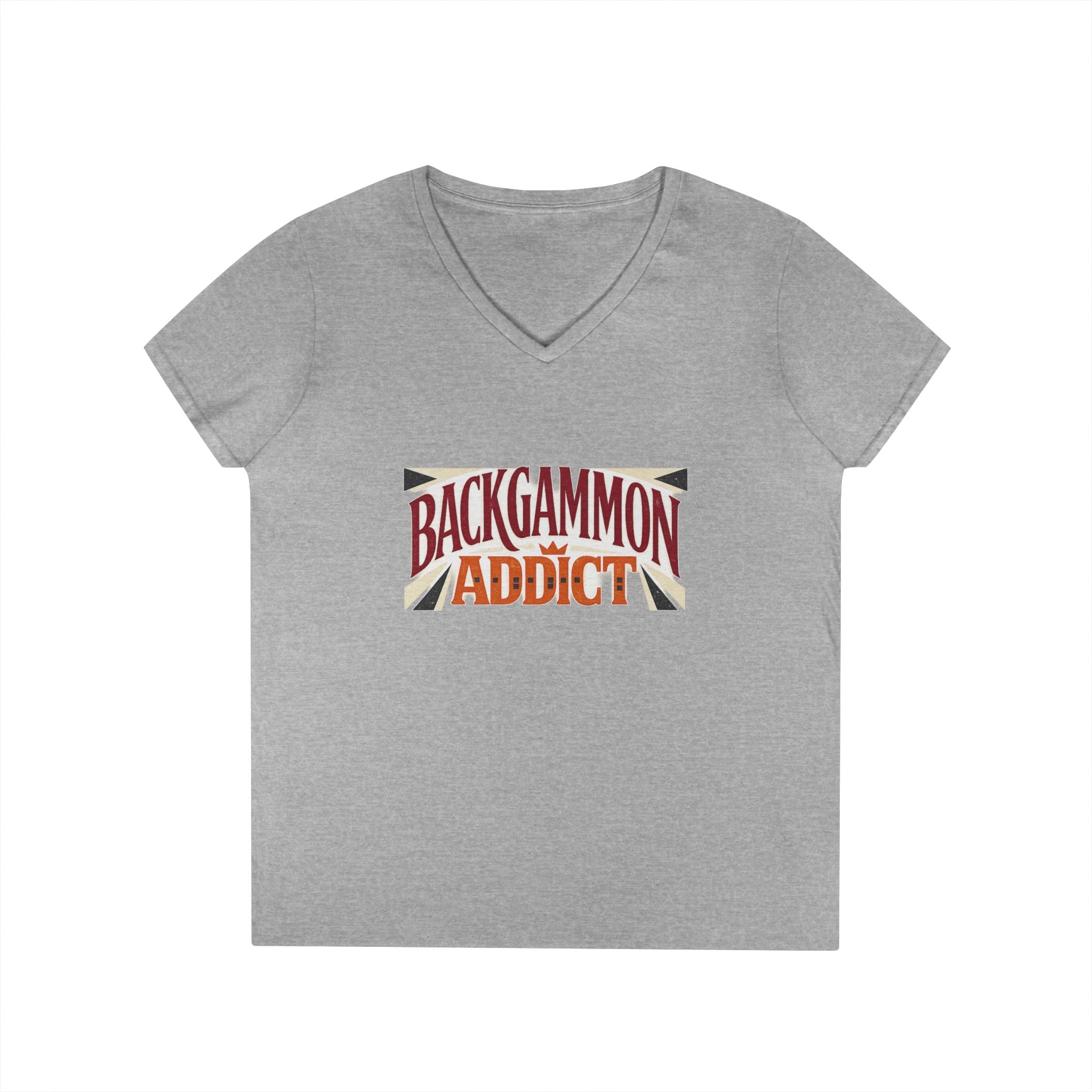 Backgammon Addict Ladies' V-Neck T-Shirt — Retro Game Lover Tee