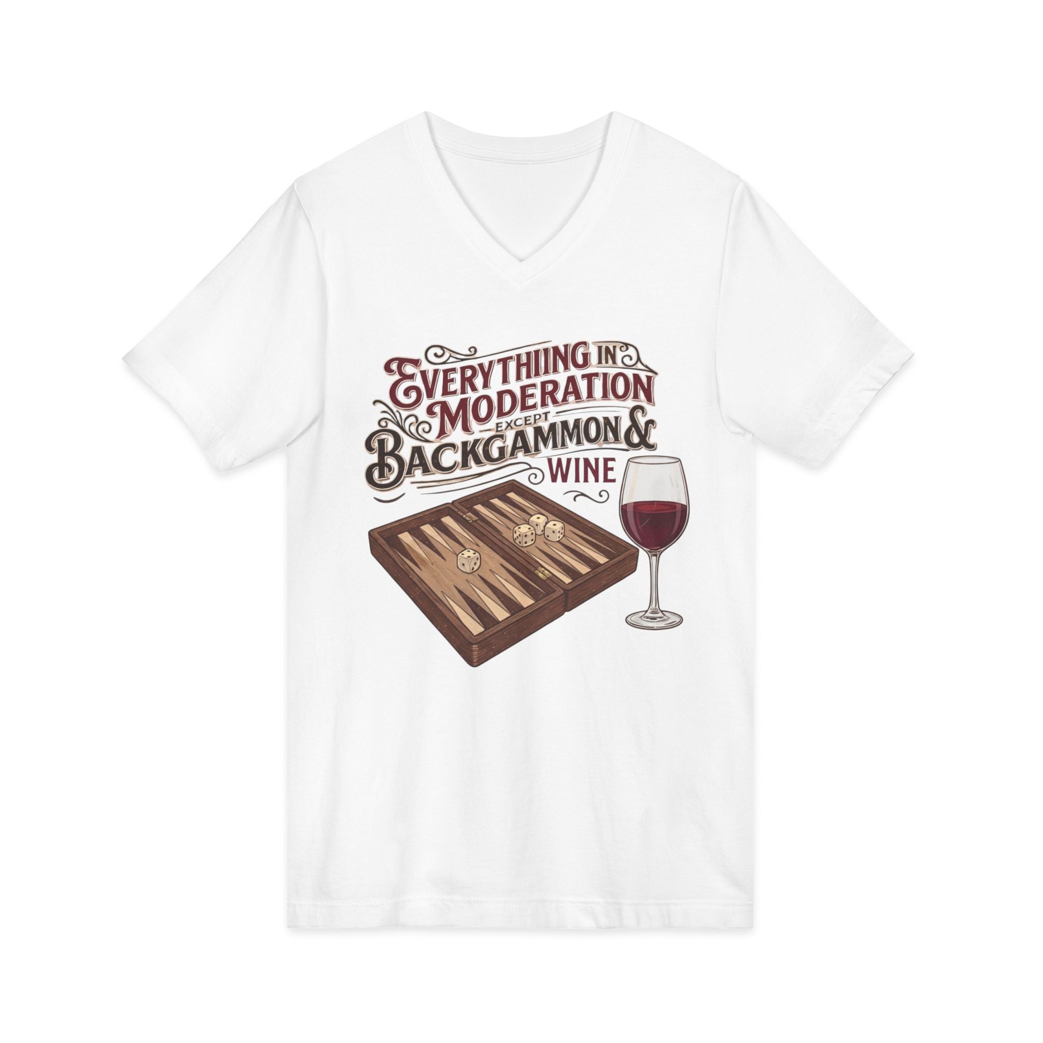 Everything in Moderation except backgammon and wine  V-Neck Tee