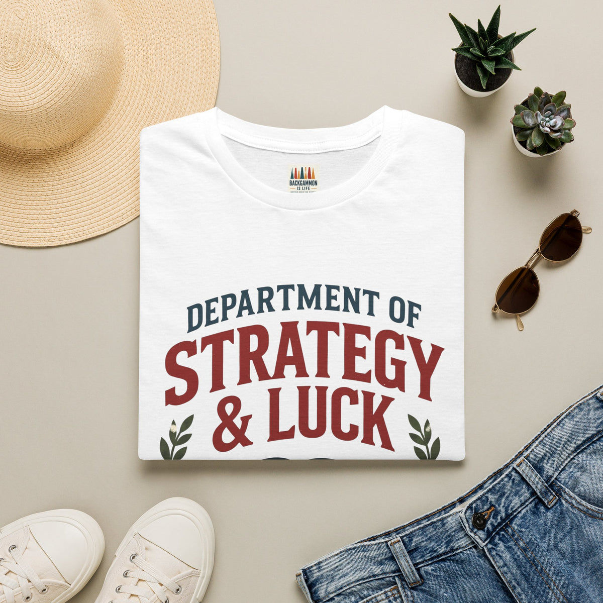 Backgammon T-Shirt — "Department of Strategy & Luck" Vintage Game Tee