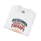 Backgammon Cheaper Than Therapy T-Shirt – Retro Sunset Board Game Tee