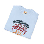 Backgammon Cheaper Than Therapy T-Shirt – Retro Sunset Board Game Tee