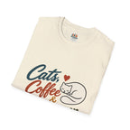 Cats, Coffee & Backgammon 2 T-Shirt — Retro Cat Lover Tee