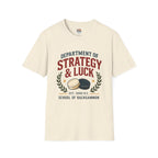 Backgammon T-Shirt — "Department of Strategy & Luck" Vintage Game Tee