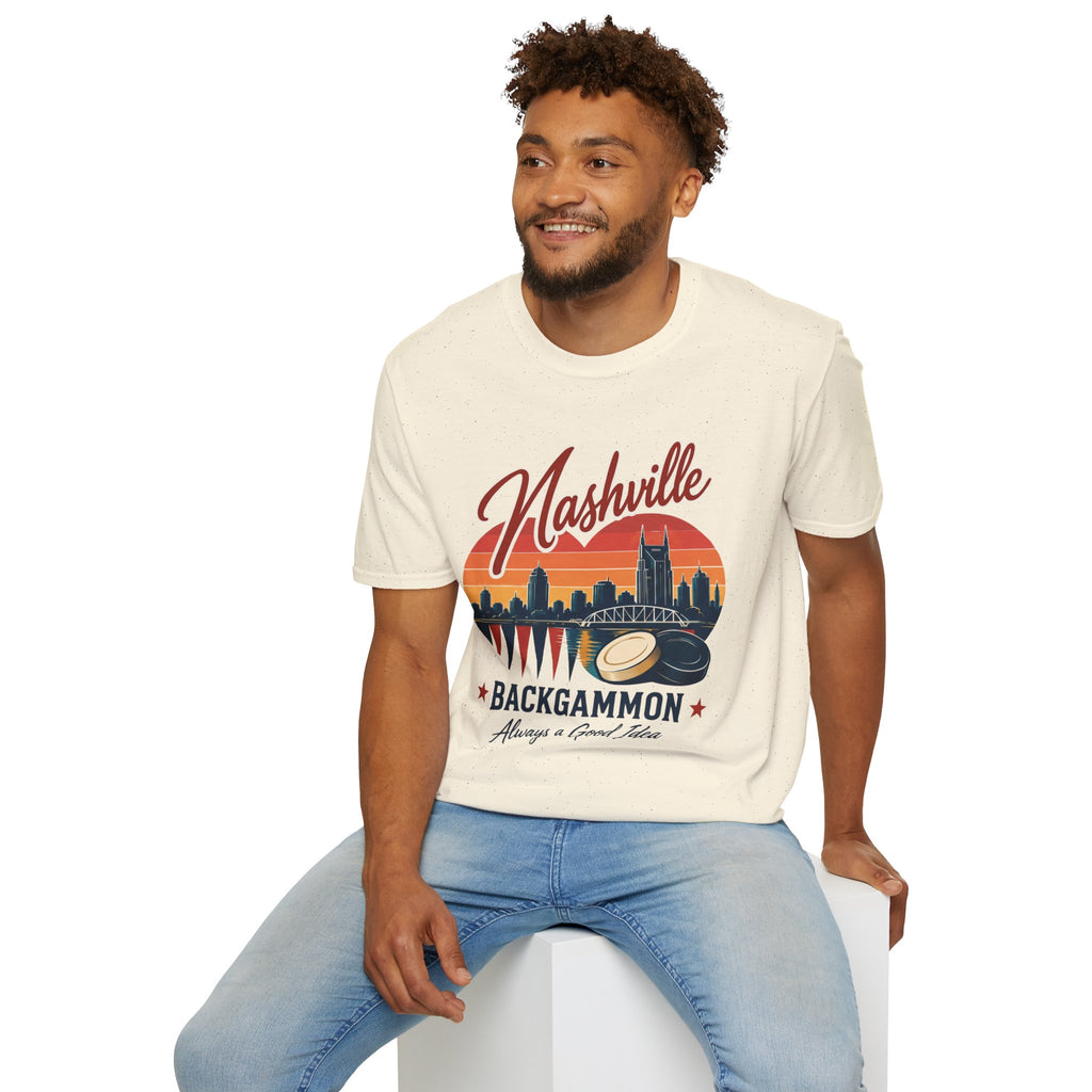 Nashville Backgammon T‑Shirt — Vintage Skyline Game Night Tee