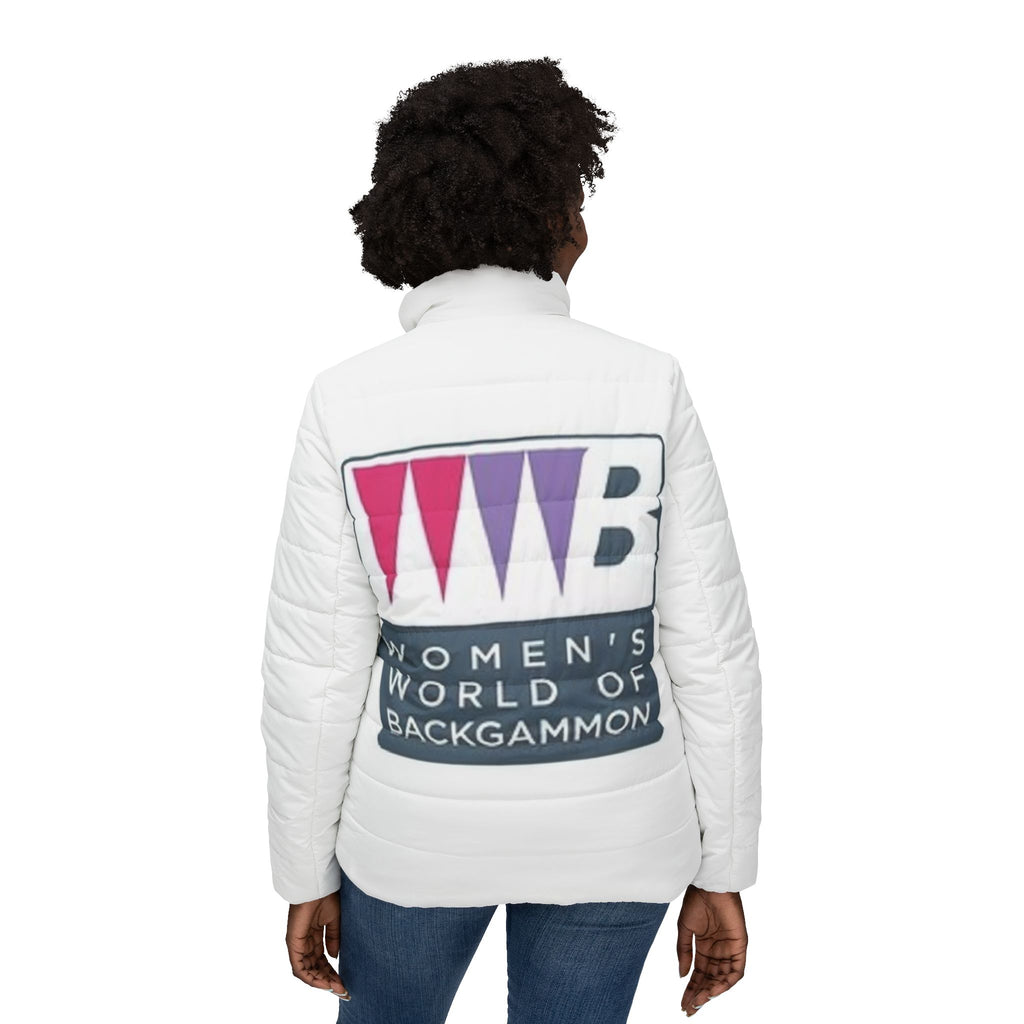 Women’s Puffer Jacket — WWB “Women’s World of Backgammon” Logo Winter Coat