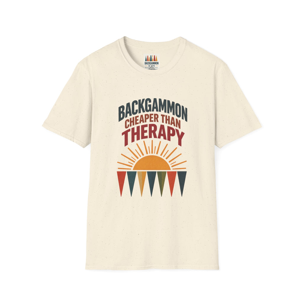 Backgammon Cheaper Than Therapy T-Shirt – Retro Sunset Board Game Tee