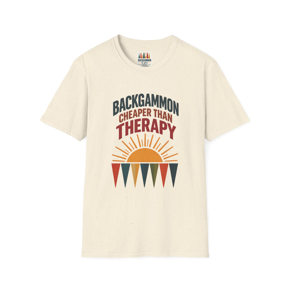 Backgammon Cheaper Than Therapy T-Shirt – Retro Sunset Board Game Tee