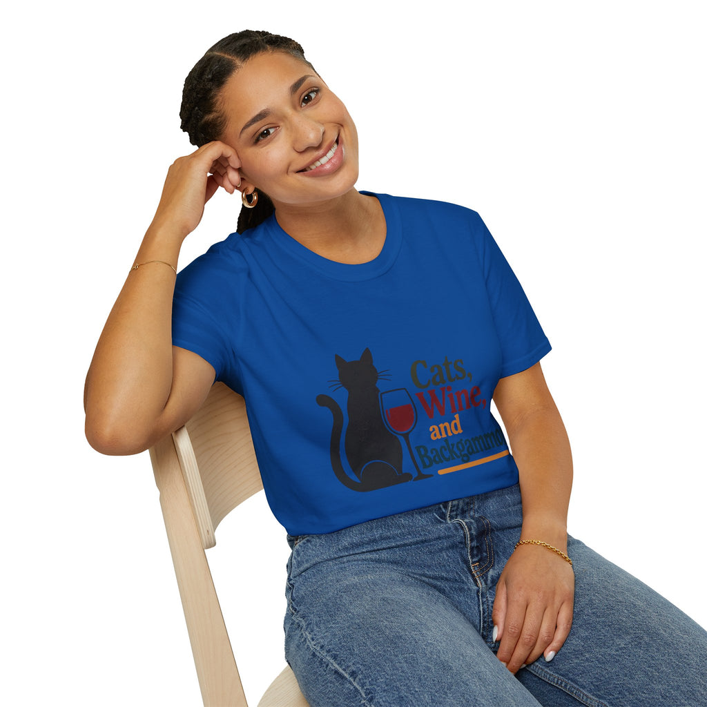 cats wine and backgammon 2 T-Shirt