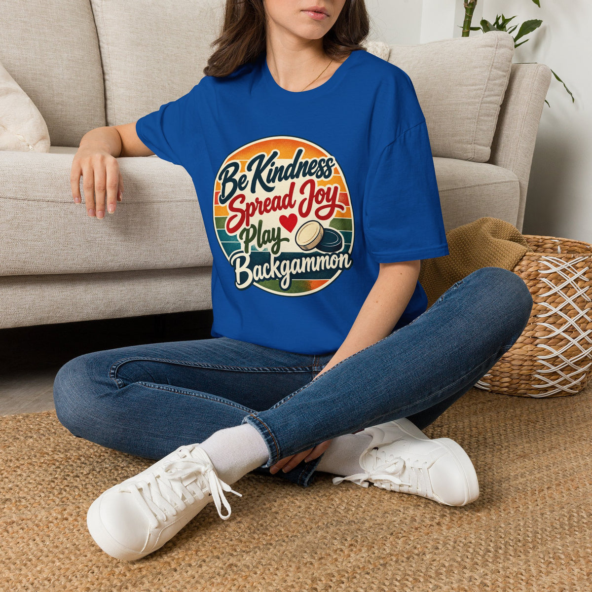 Backgammon T-Shirt — “Be Kindness Spread Joy Play Backgammon 2” Retro Graphic Tee