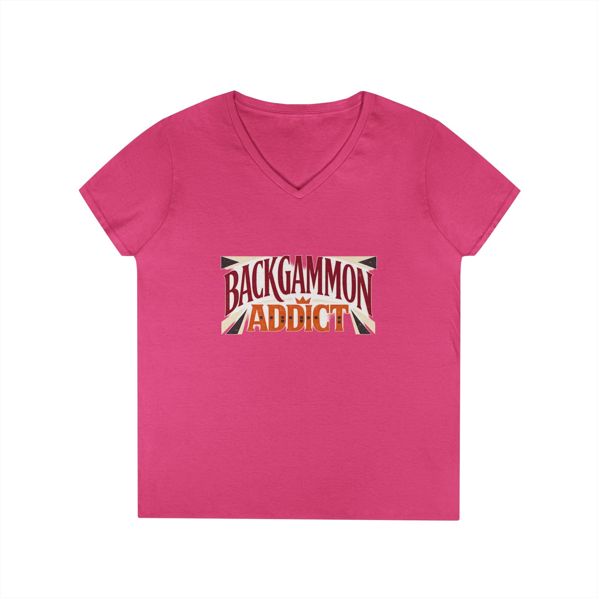 Backgammon Addict Ladies' V-Neck T-Shirt — Retro Game Lover Tee