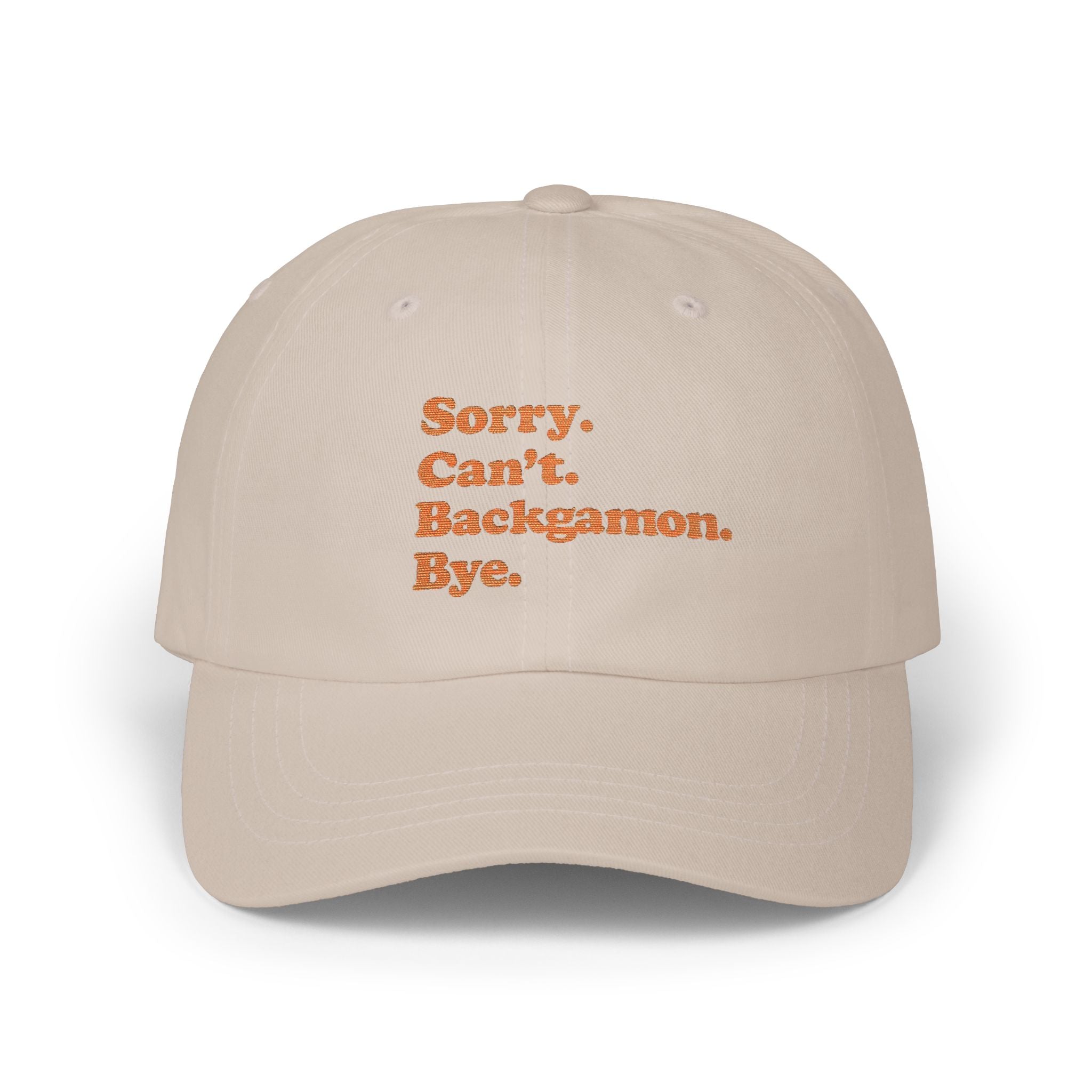 Sorry. Can't. Backgammon. Bye. Cap — Embroidered Baseball Hat