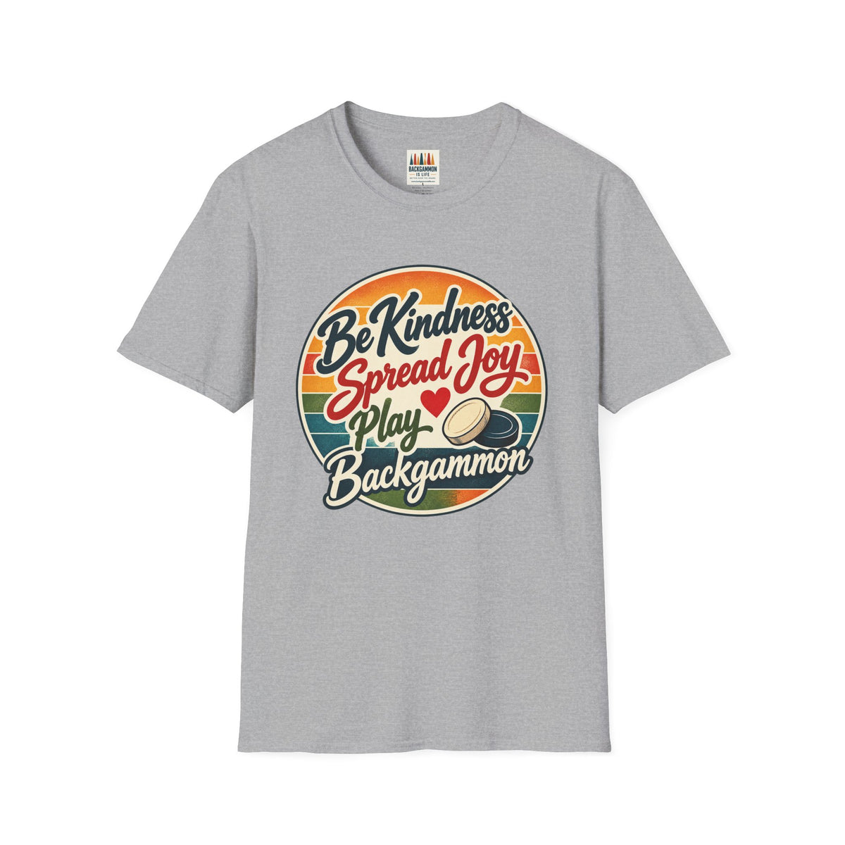Backgammon T-Shirt — “Be Kindness Spread Joy Play Backgammon 2” Retro Graphic Tee