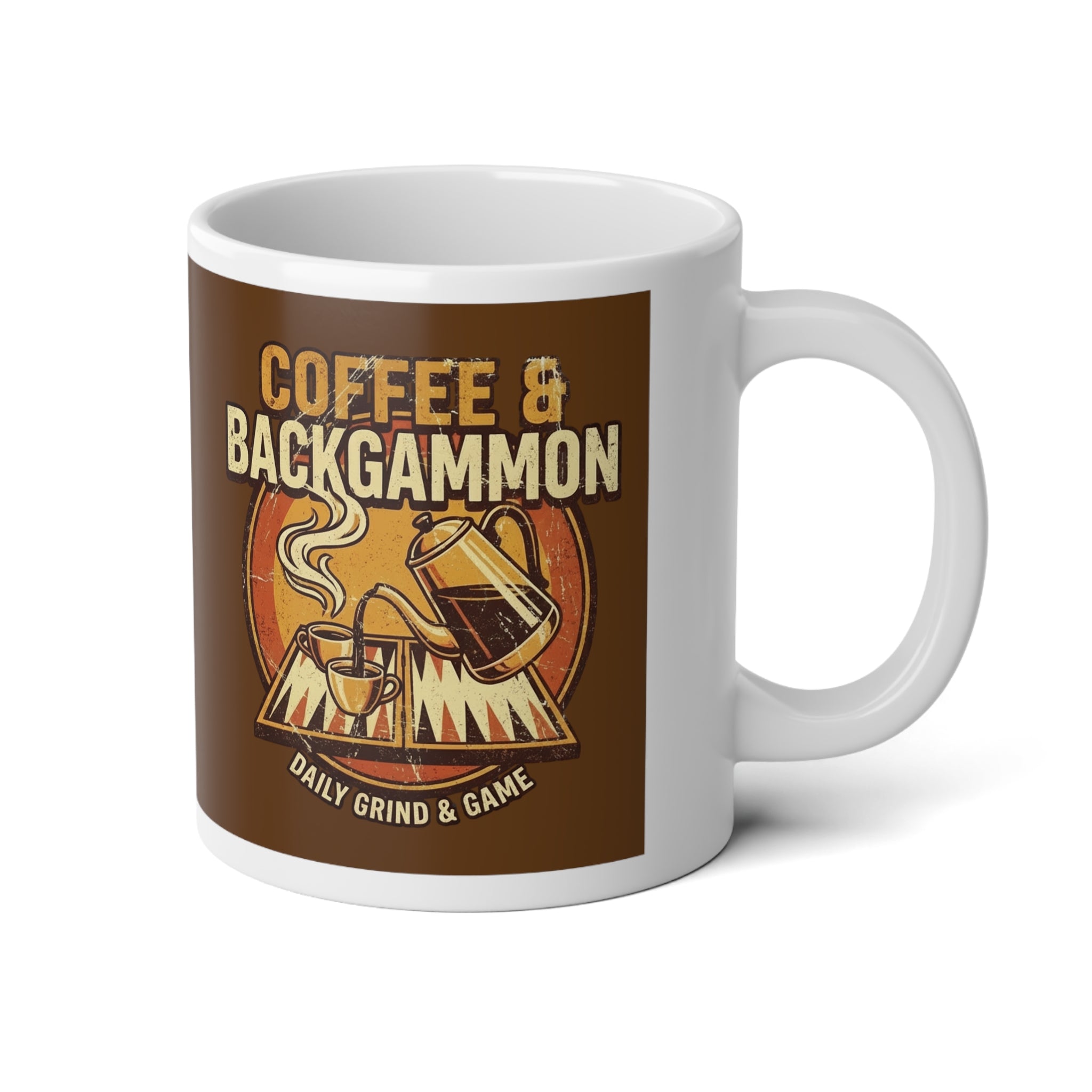 Coffee & Backgammon Jumbo Mug, 20oz - Vintage Gamer Mug