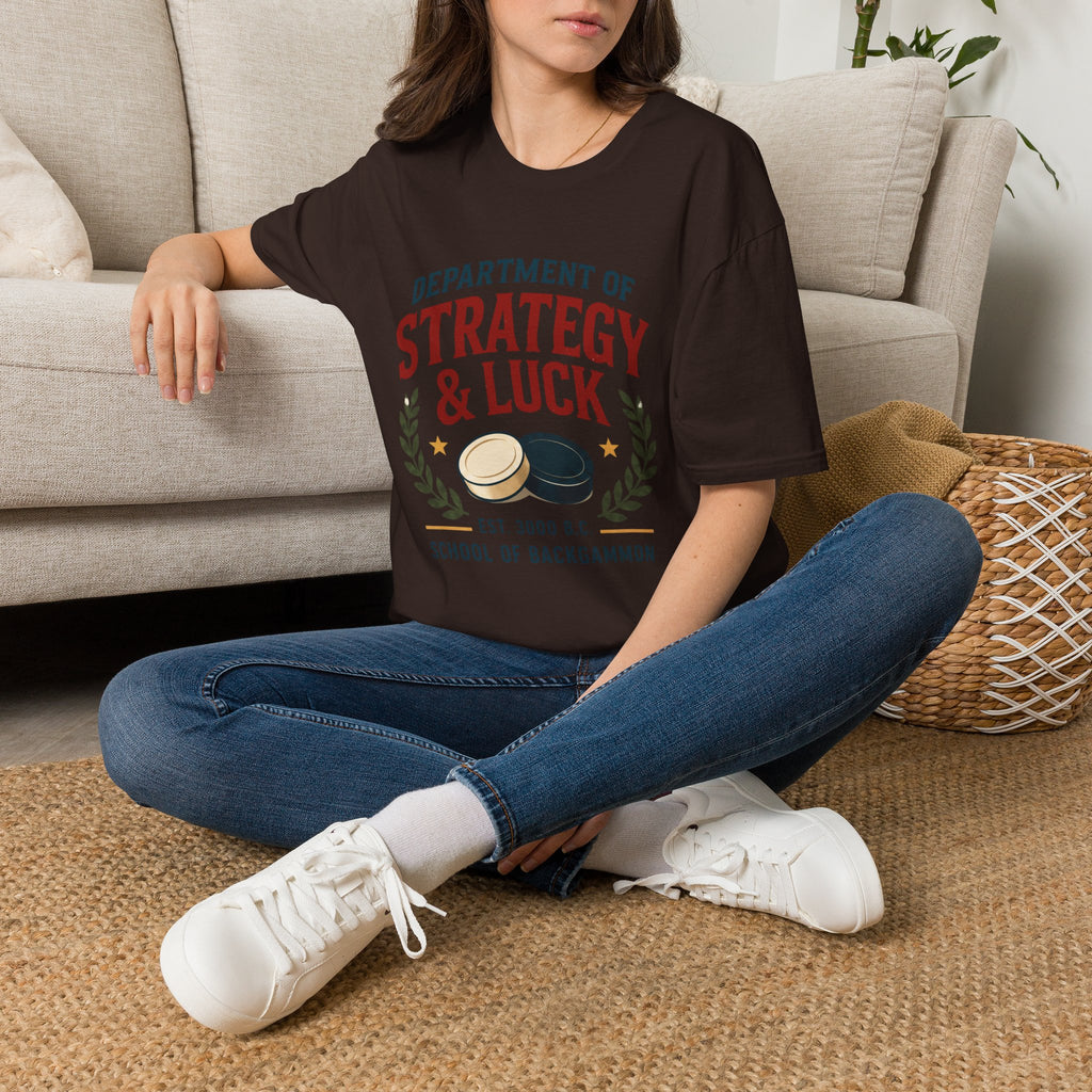 Backgammon T-Shirt — "Department of Strategy & Luck" Vintage Game Tee