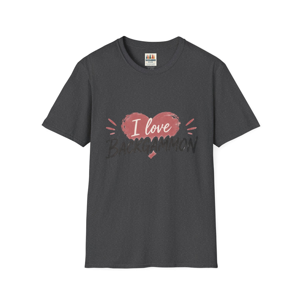 Backgammon Heart T-Shirt — "I Love Backgammon" Casual Tee