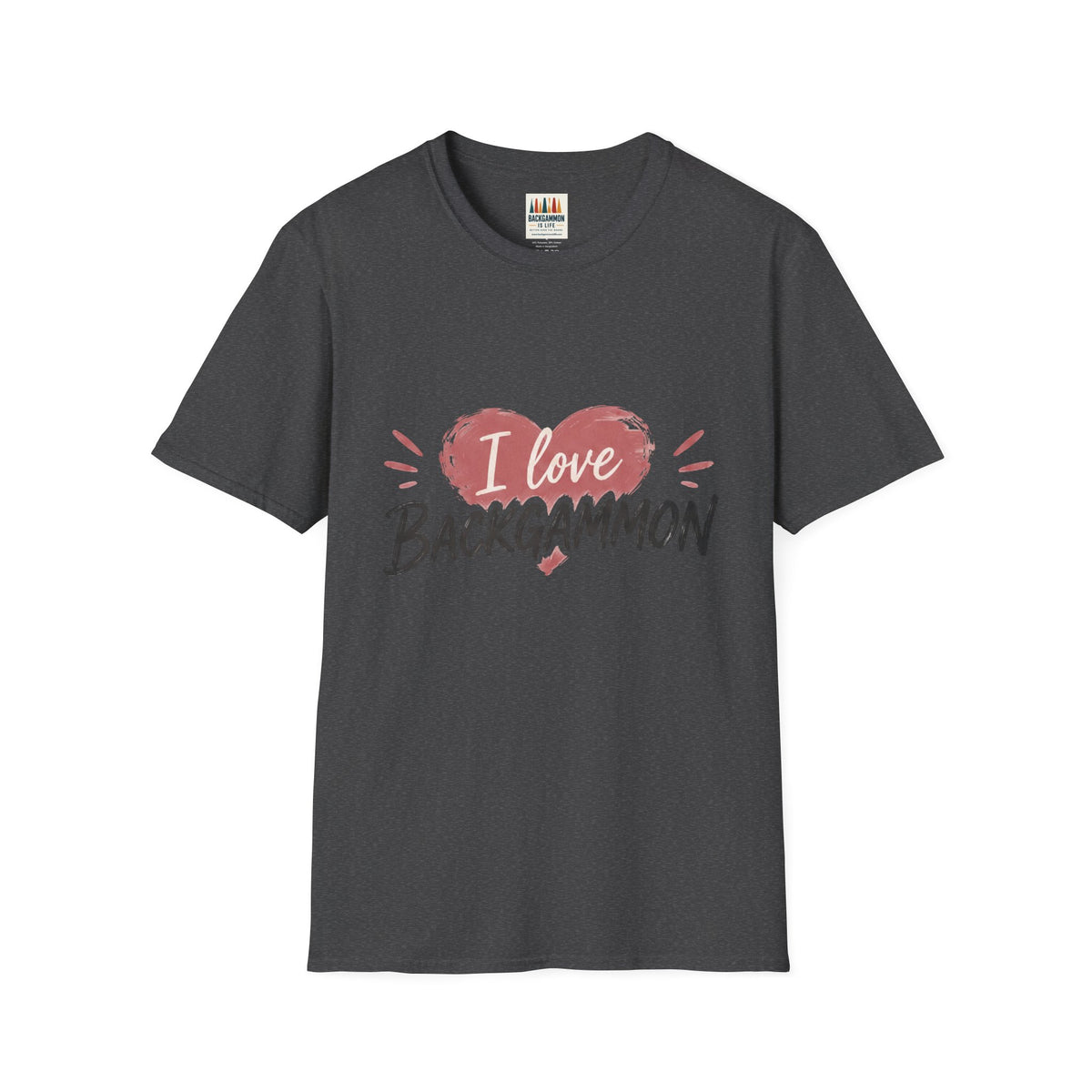 Backgammon Heart T-Shirt — "I Love Backgammon" Casual Tee