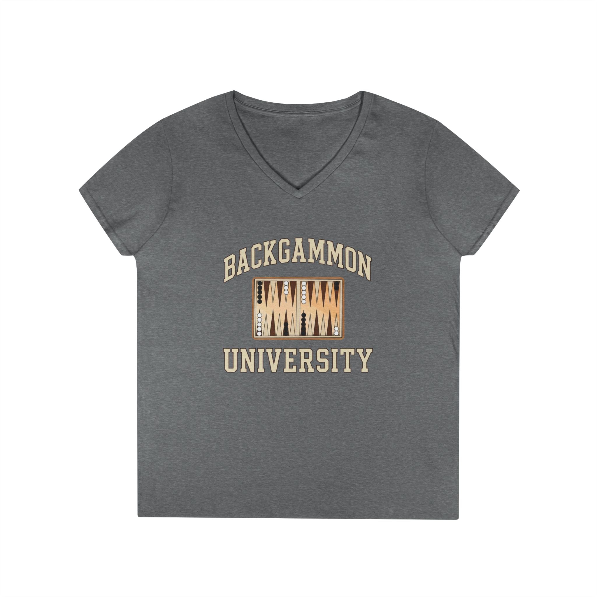 Backgammon University 2 Ladies' V-Neck T-Shirt — Backgammon Board Graphic Tee