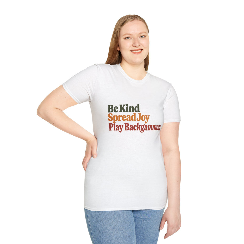 Backgammon T-Shirt — Be Kind Spread Joy Play Backgammon Tee