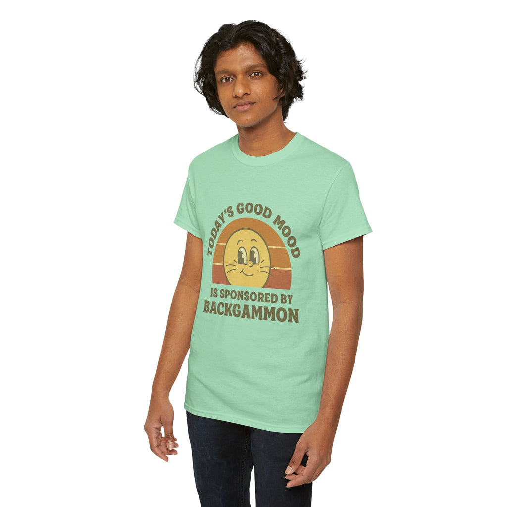 "Today’s Good Mood Is Sponsored by Backgammon" T-Shirt | Retro Smiley Tee
