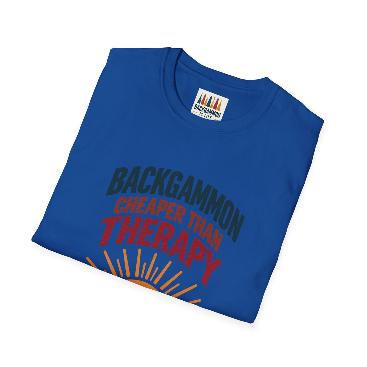 Backgammon Cheaper Than Therapy T-Shirt – Retro Sunset Board Game Tee