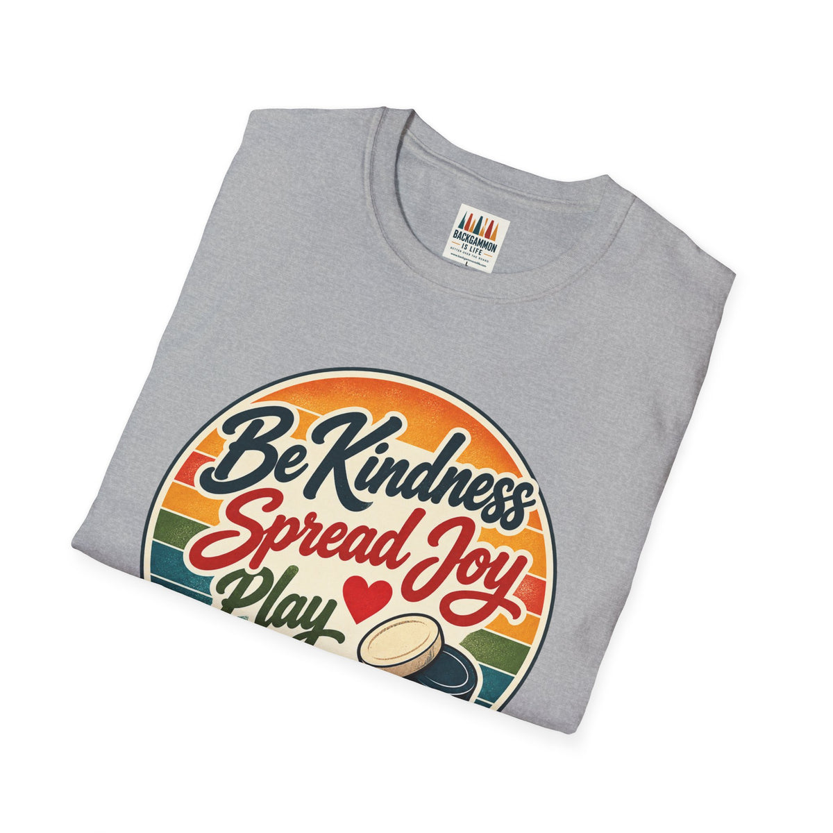 Backgammon T-Shirt — “Be Kindness Spread Joy Play Backgammon 2” Retro Graphic Tee