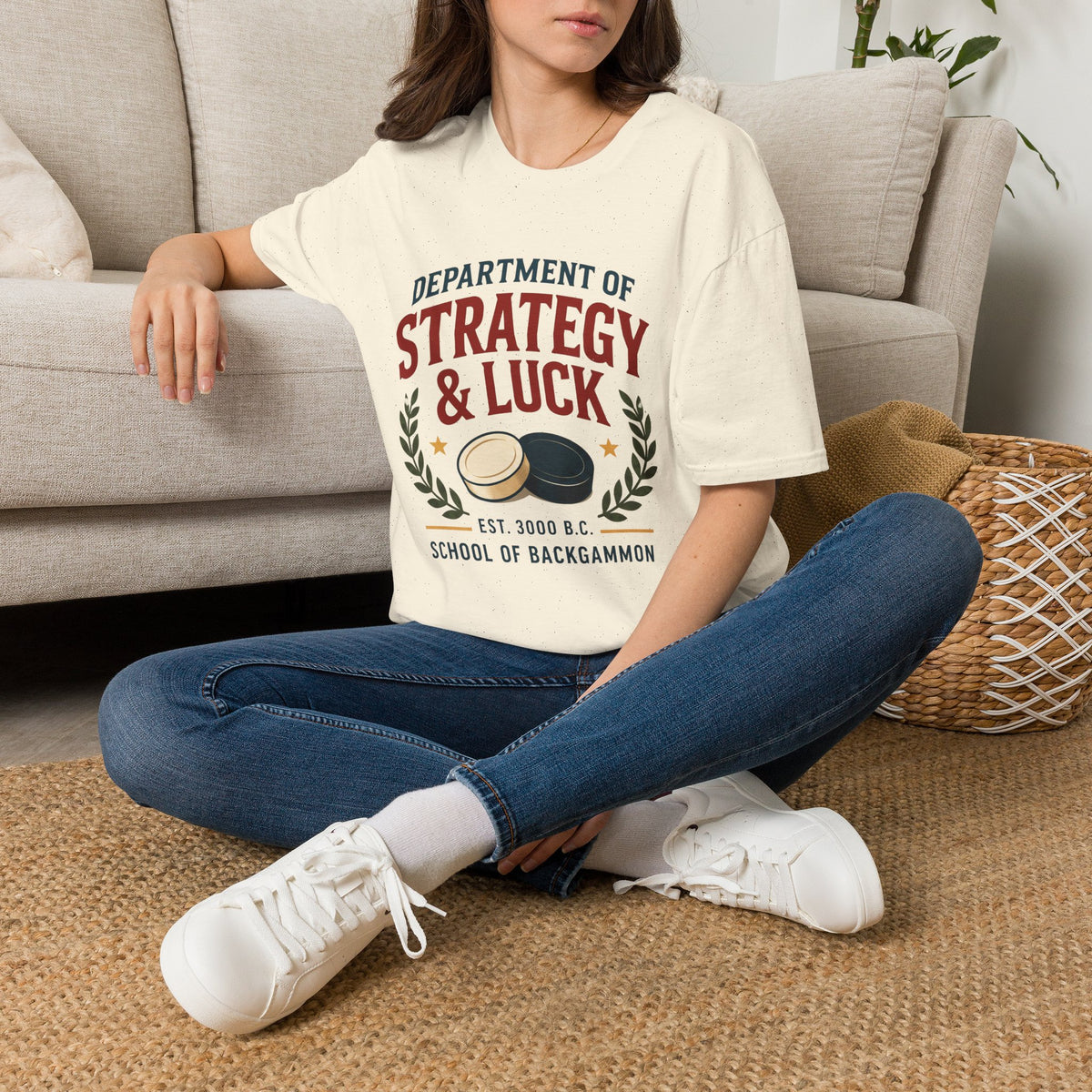 Backgammon T-Shirt — "Department of Strategy & Luck" Vintage Game Tee