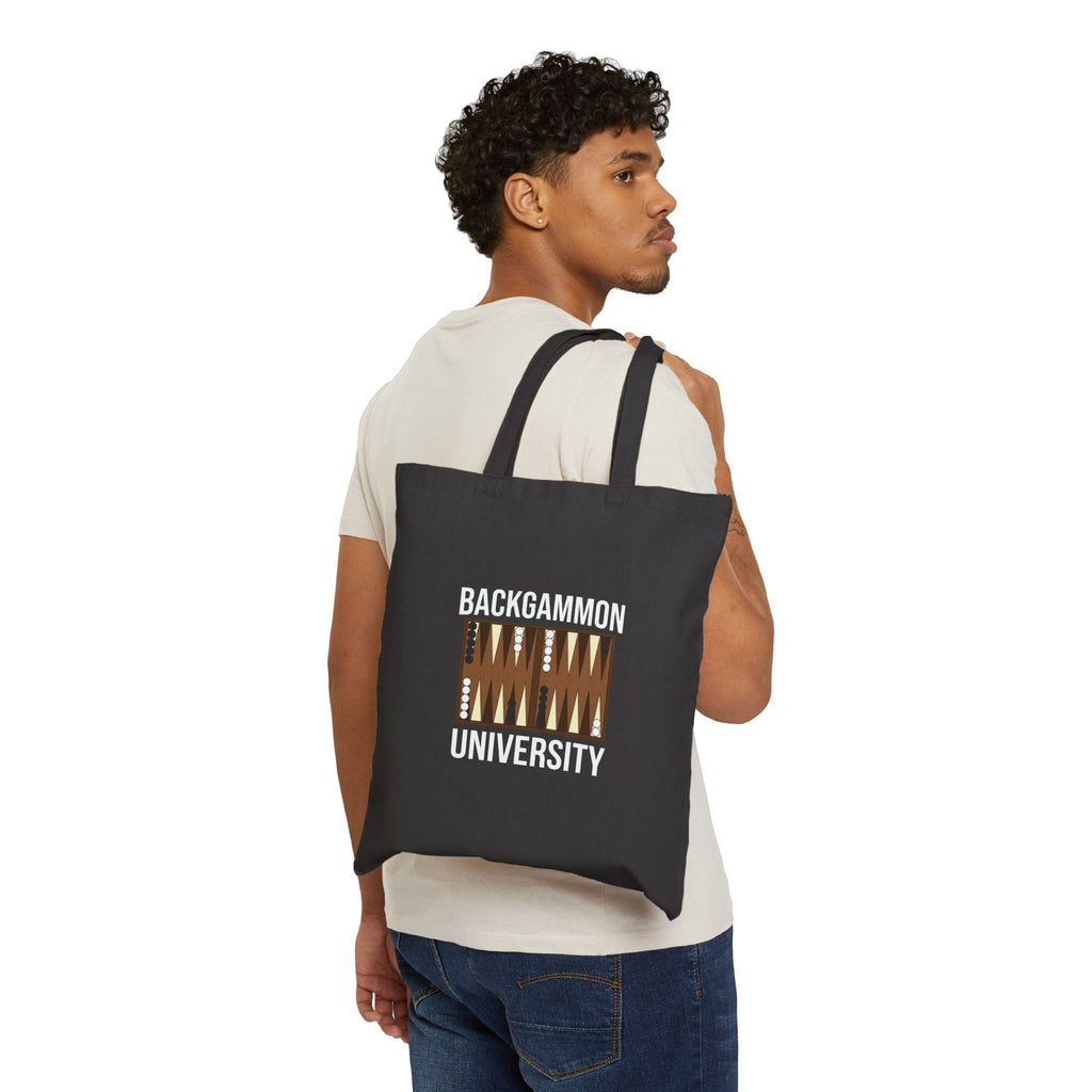 Backgammon University Canvas Tote Bag — Vintage Game Night Cotton Shopper