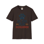 Backgammon T-Shirt — "Sit. Stay. Play Backgammon" Paw Print Tee