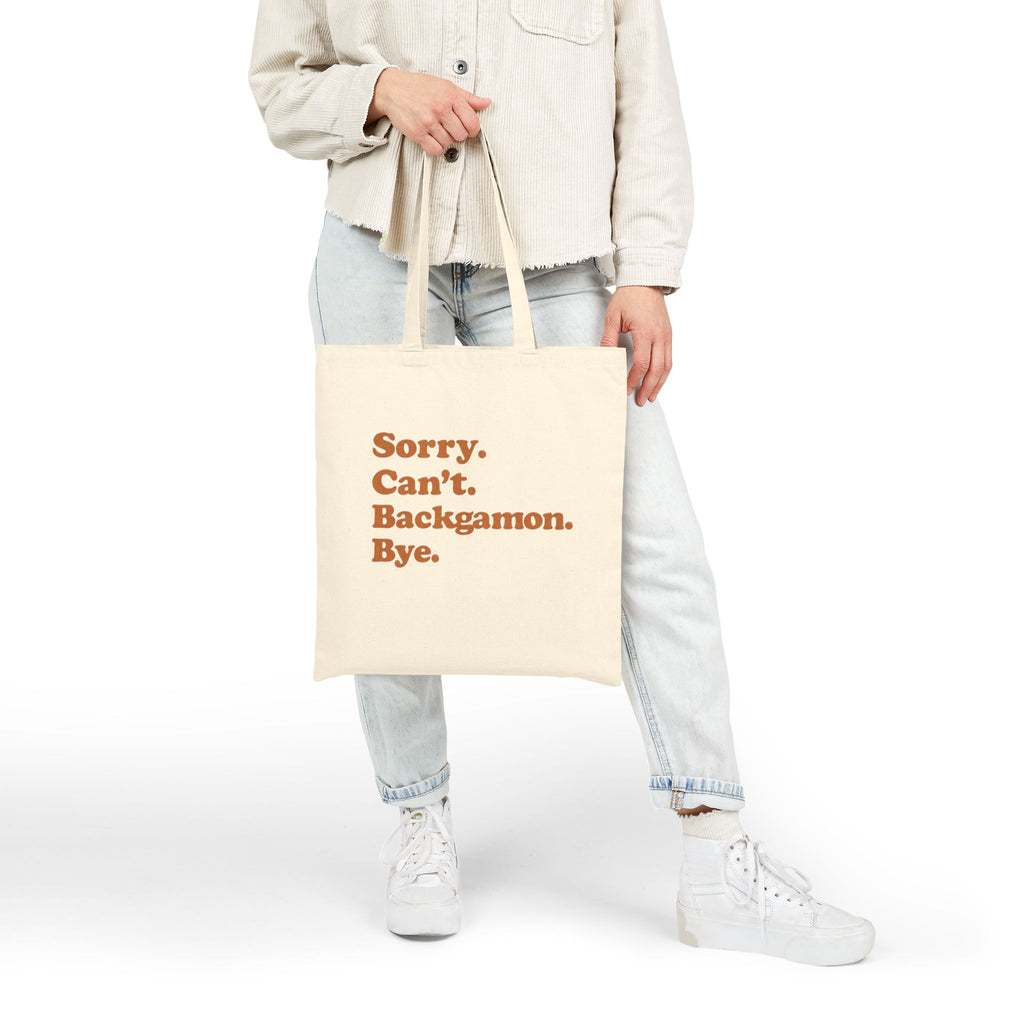 Sorry. Can't. Backgammon. Bye. Cotton Canvas Tote Bag
