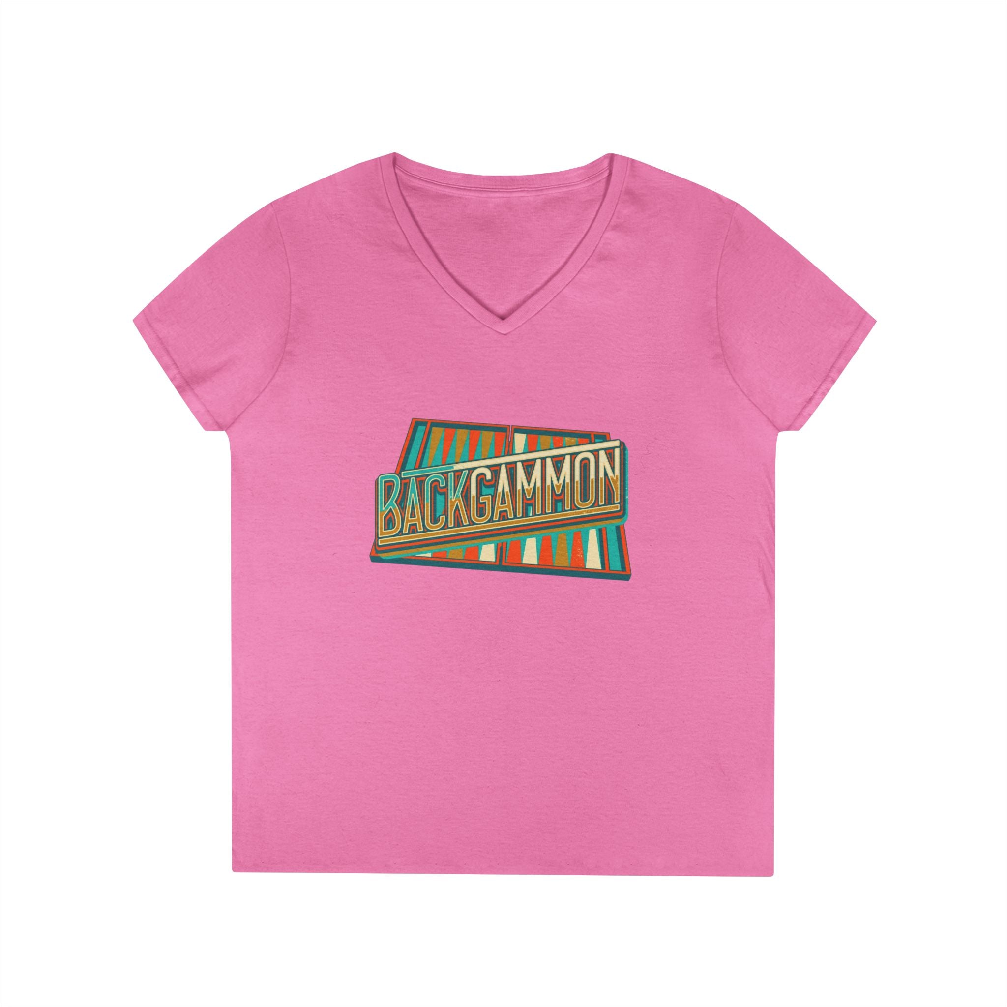 Backgammon Vintage Ladies' V-Neck T-Shirt — Retro Board Game Shirt for Women