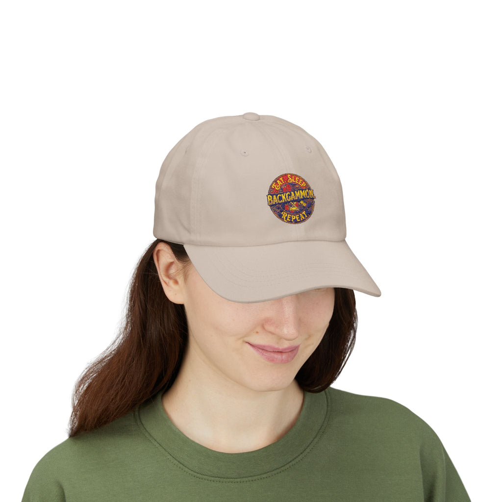 Eat. Sleep. Backgammon. Repeat. Cap — Embroidered Baseball Hat